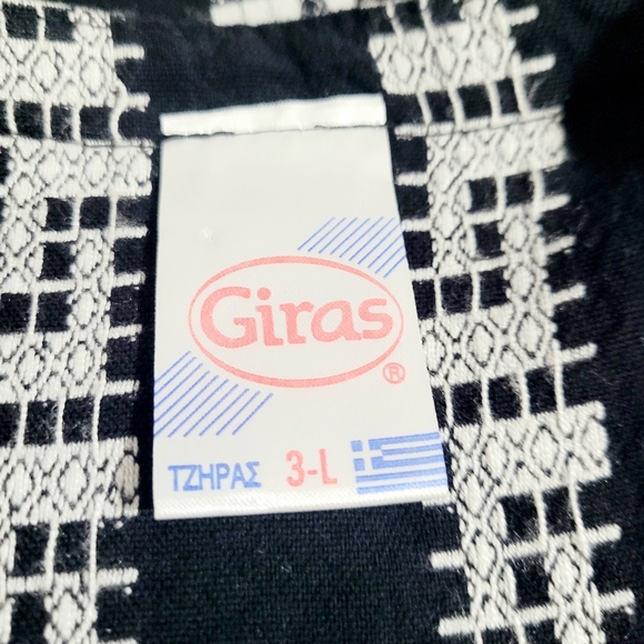 Giras Black White Embroidered Tunic Top Greek Style 50/50 Cotton Viscose Size L - Picture 9 of 10